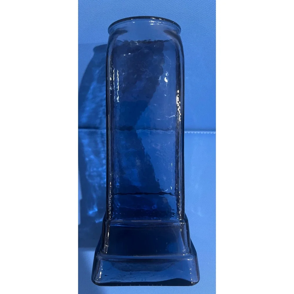 Vintage Luxor Cobalt Blue Glass Egyptian Hieroglyphic Decanter Vase Canada 9.5in